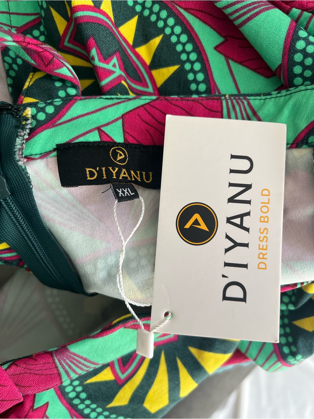 Nwot Diyanu' Printed Cold-Shoulder Cocktail Dress In Teal, Fuchsia & Yellow — image 4 of 6